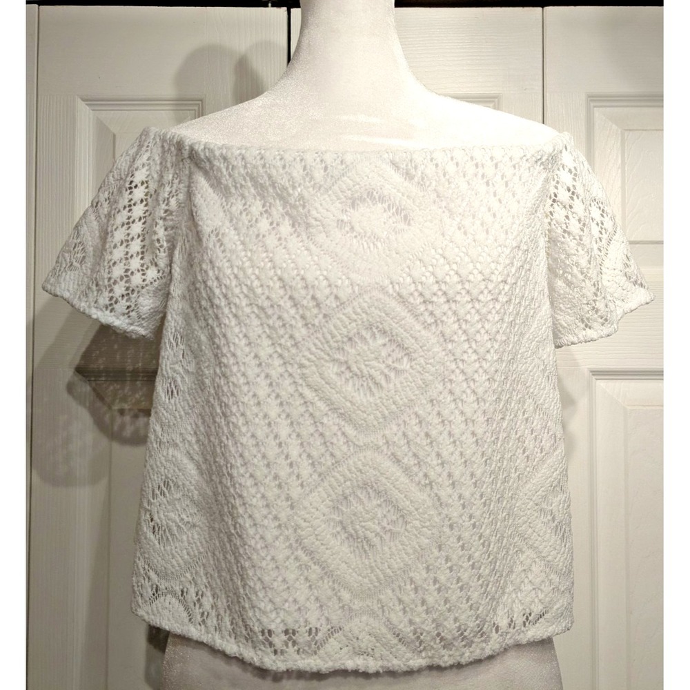 Lilly Pulitzer Sz: M Resort Off Shoulder White Mansi Lace Crop Top Lined Crochet